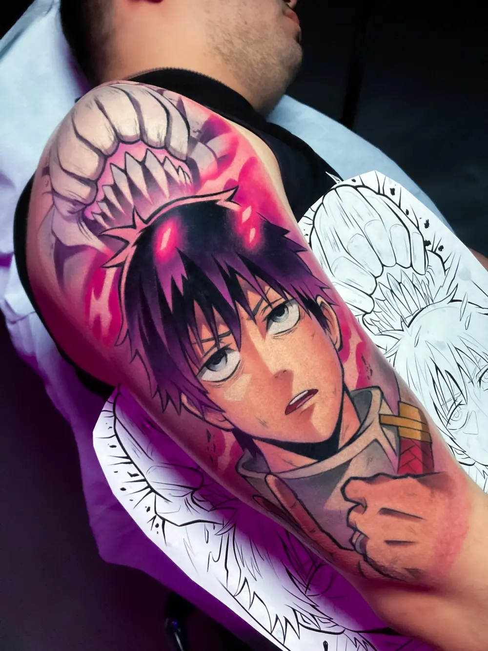 Anime portrait · purple and pink